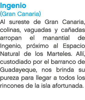 Ingenio (Gran Canaria) Al sureste de Gran Canaria, colinas, vaguadas y ca adas arropan el manantial de Ingenio, pr xi...