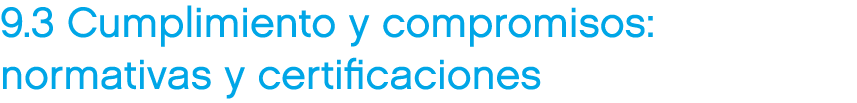 9.3 Cumplimiento y compromisos: normativas y certificaciones