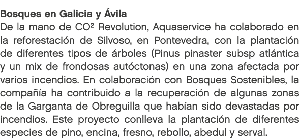 Bosques en Galicia y vila De la mano de CO² Revolution, Aquaservice ha colaborado en la reforestaci n de Silvoso, en...