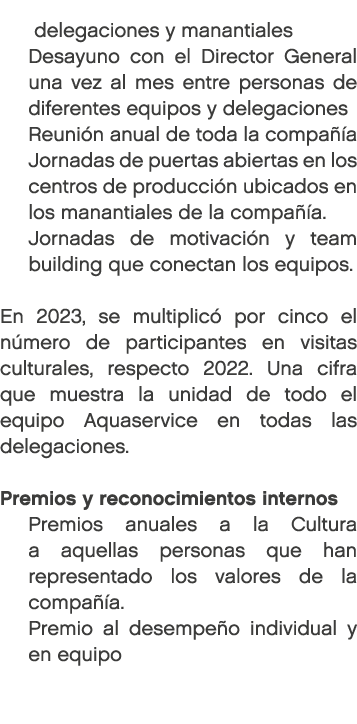  delegaciones y manantiales Desayuno con el Director General una vez al mes entre personas de diferentes equipos y de...