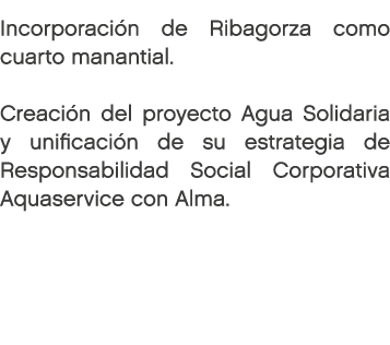 Incorporaci n de Ribagorza como cuarto manantial. Creaci n del proyecto Agua Solidaria y unificaci n de su estrategia...