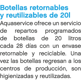 Botellas retornables y reutilizables de 20l Aquaservice ofrece un servicio de repartos programados de botellas de 20 ...