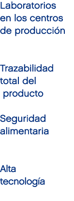 Laboratorios en los centros de producci n Trazabilidad total del producto Seguridad alimentaria Alta tecnolog a 