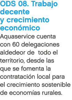 ODS 08. Trabajo decente y crecimiento econ mico Aquaservice cuenta con 60 delegaciones aldedeor de todo el territorio...