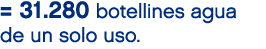 = 31.280 botellines agua de un solo uso.