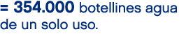 = 354.000 botellines agua de un solo uso.