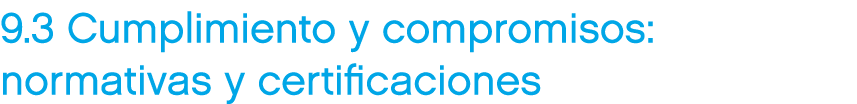 9.3 Cumplimiento y compromisos: normativas y certificaciones